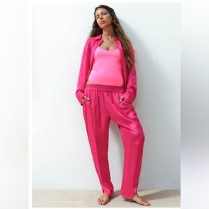 H10 ZARA SATIN SPLIT HEM TROUSERS‎ FUCHSIA